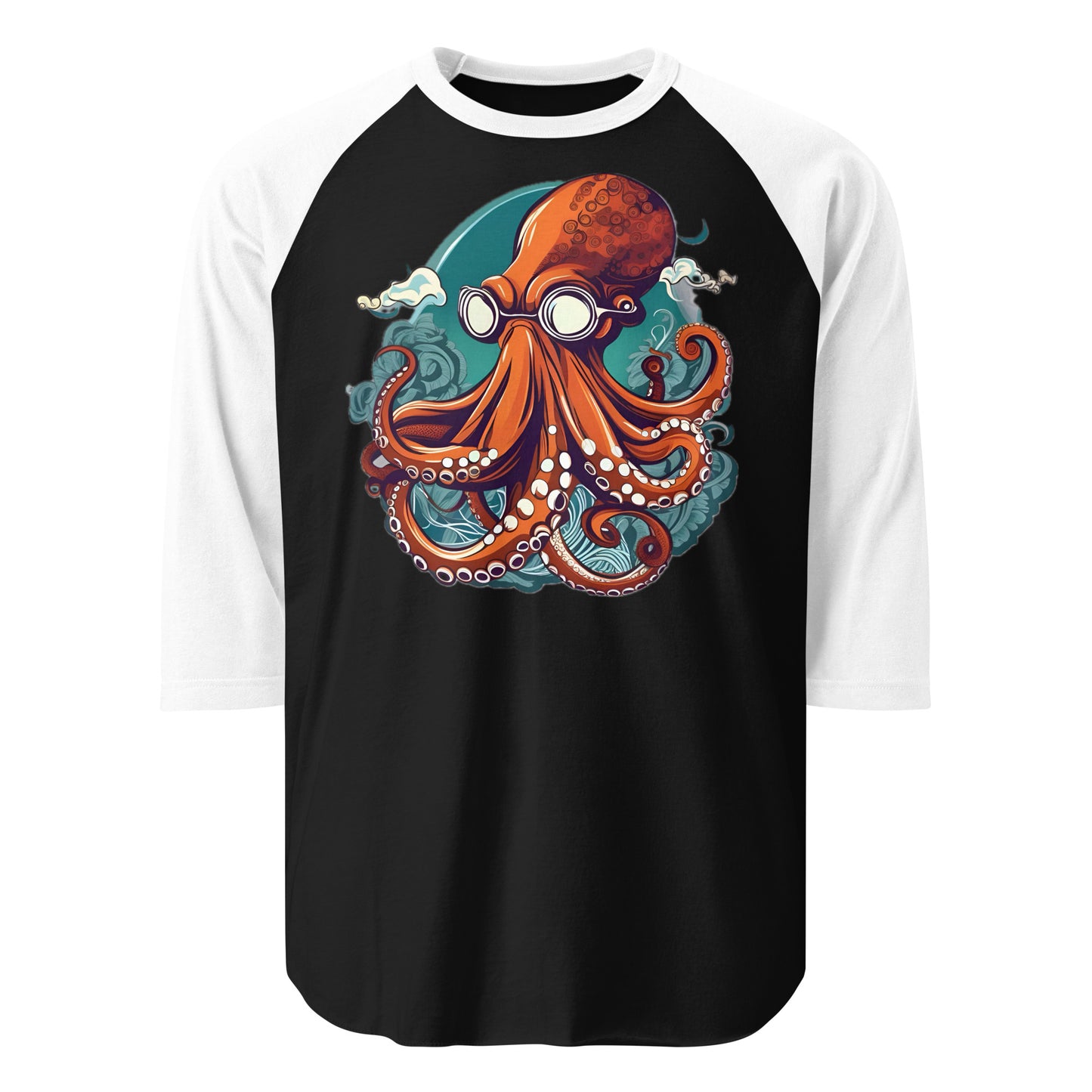 Octo Design by Mimetic Clothing 3/4 Sleeve Raglan Shirt.