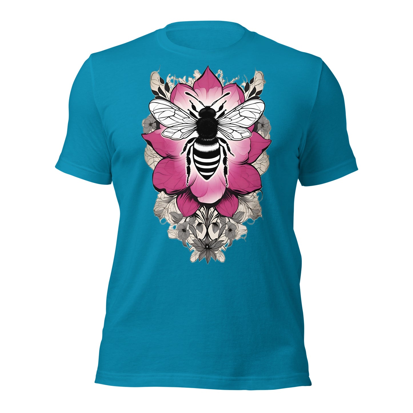 Bee & Pink Flower design by Mimetic Clothing. Premium Unisex t-shirt