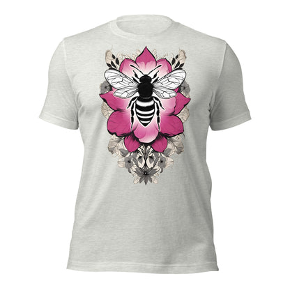 Bee & Pink Flower design by Mimetic Clothing. Premium Unisex t-shirt