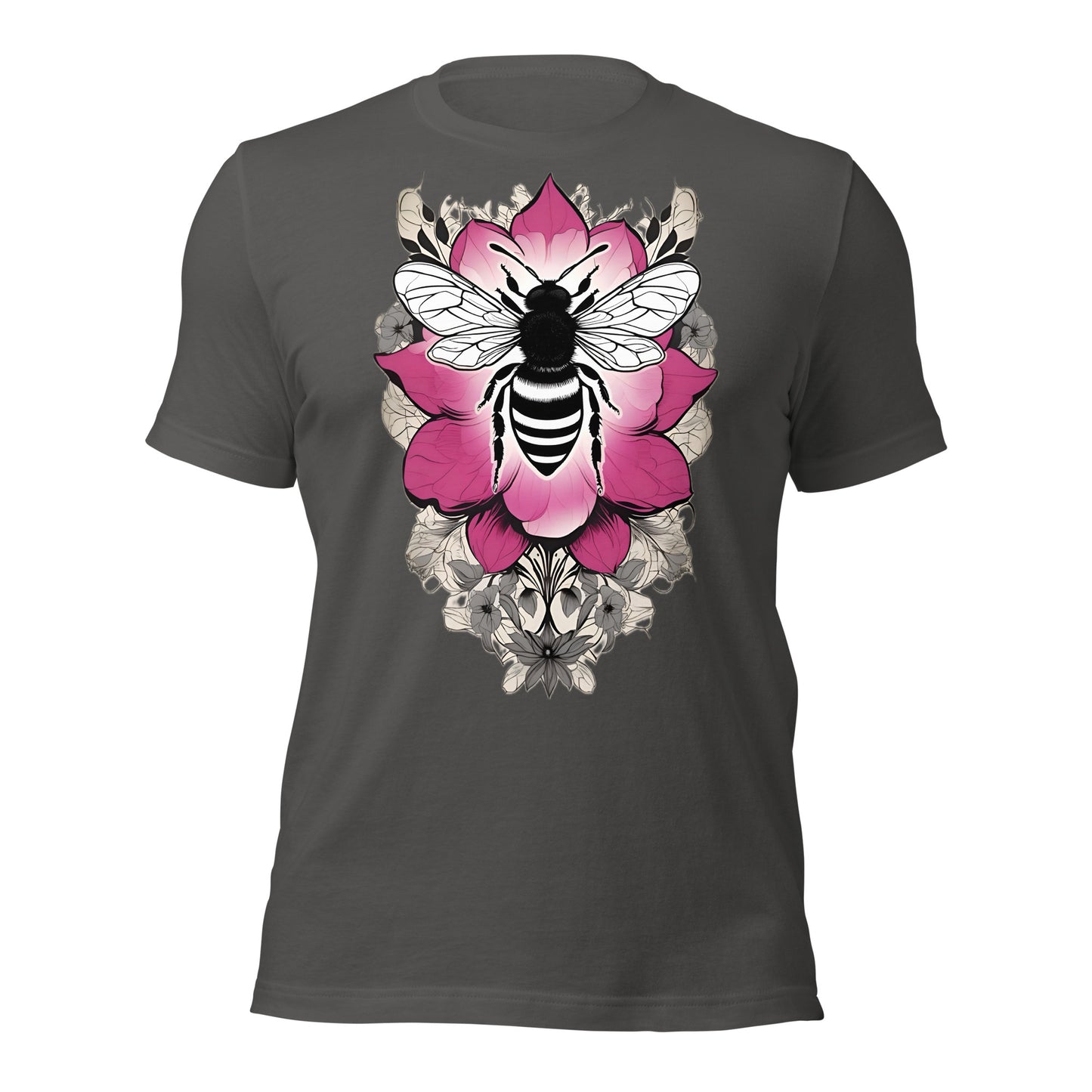 Bee & Pink Flower design by Mimetic Clothing. Premium Unisex t-shirt