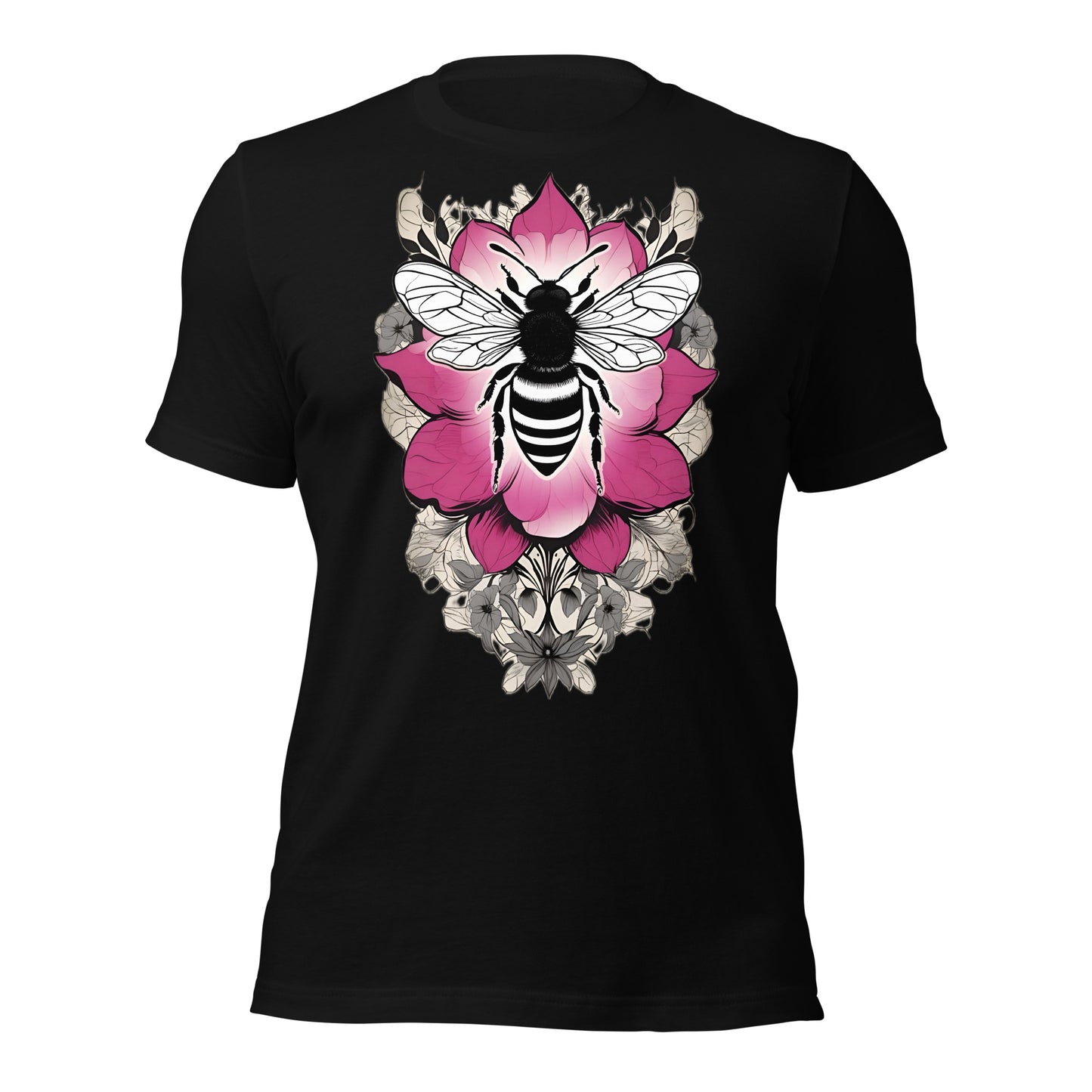 Bee & Pink Flower design by Mimetic Clothing. Premium Unisex t-shirt