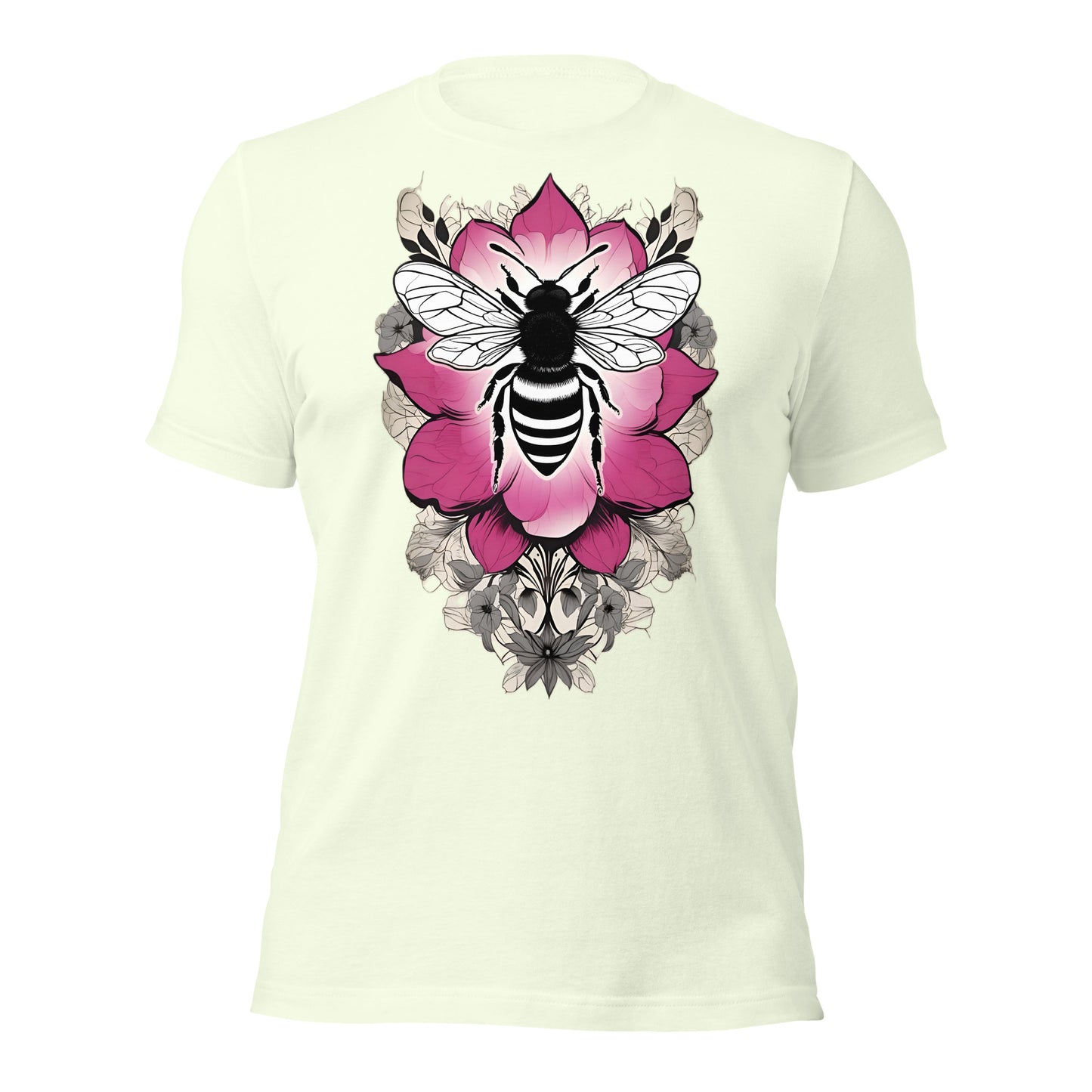 Bee & Pink Flower design by Mimetic Clothing. Premium Unisex t-shirt