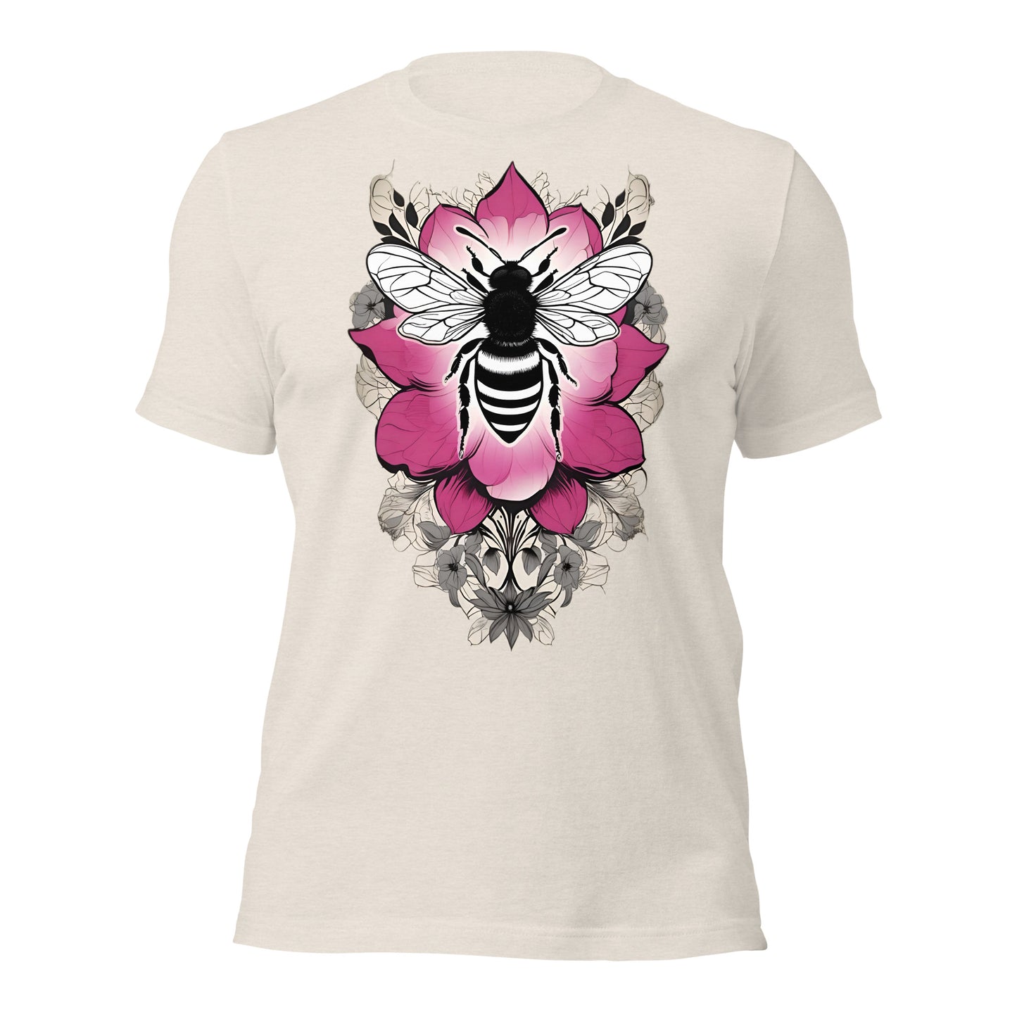 Bee & Pink Flower design by Mimetic Clothing. Premium Unisex t-shirt