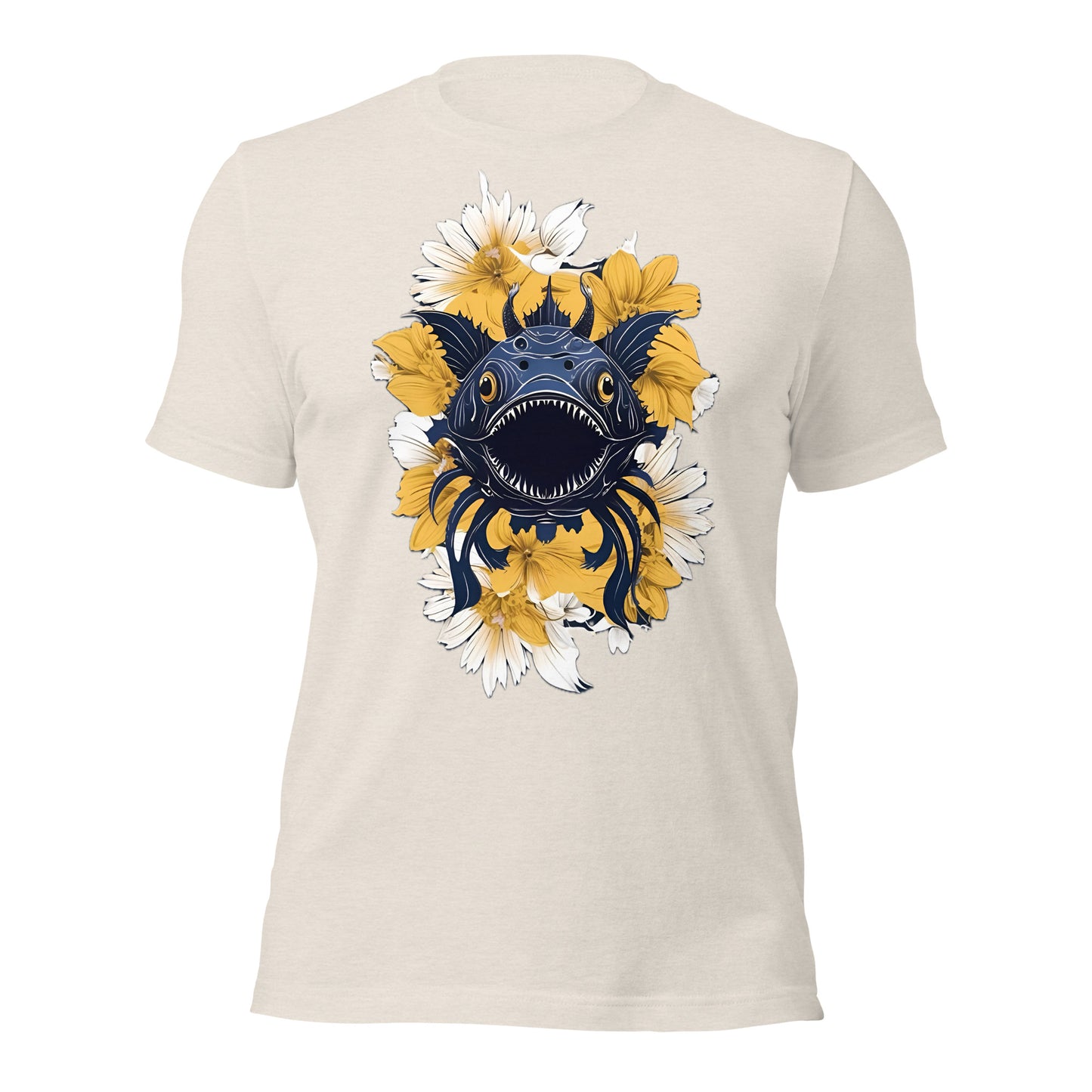 Deep Sea Creature with Yellow Flowers by Mimetic Unisex t-shirt