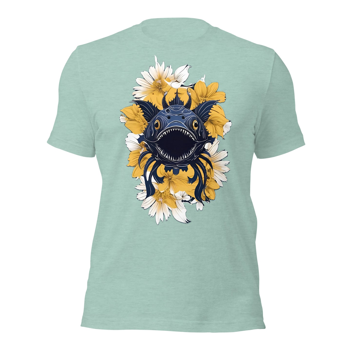Deep Sea Creature with Yellow Flowers by Mimetic Unisex t-shirt