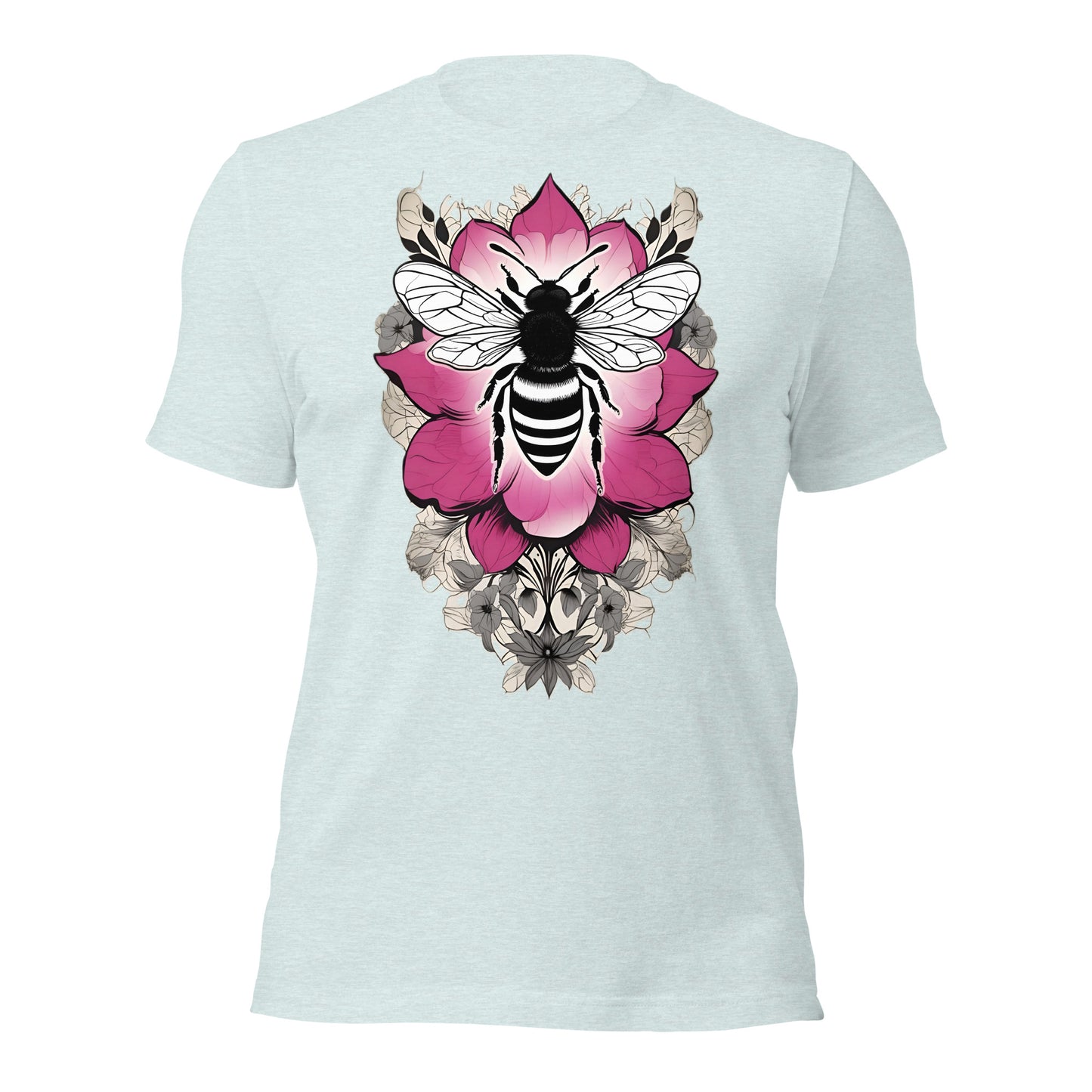 Bee & Pink Flower design by Mimetic Clothing. Premium Unisex t-shirt