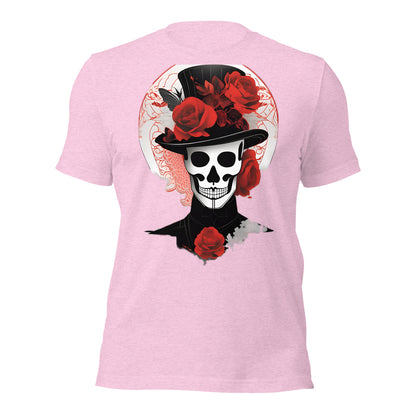 Voodoo Skull with Top Hat & Roses design by Mimetic. Premium Unisex t-shirt
