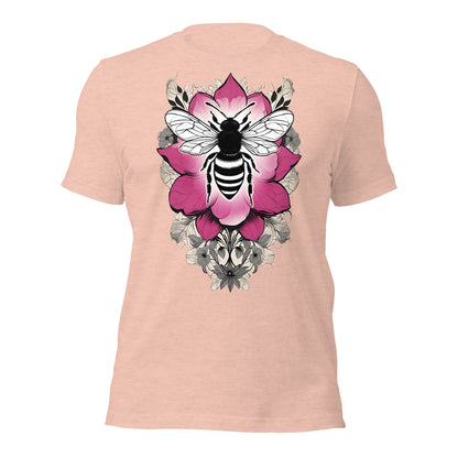 Bee & Pink Flower design by Mimetic Clothing. Premium Unisex t-shirt