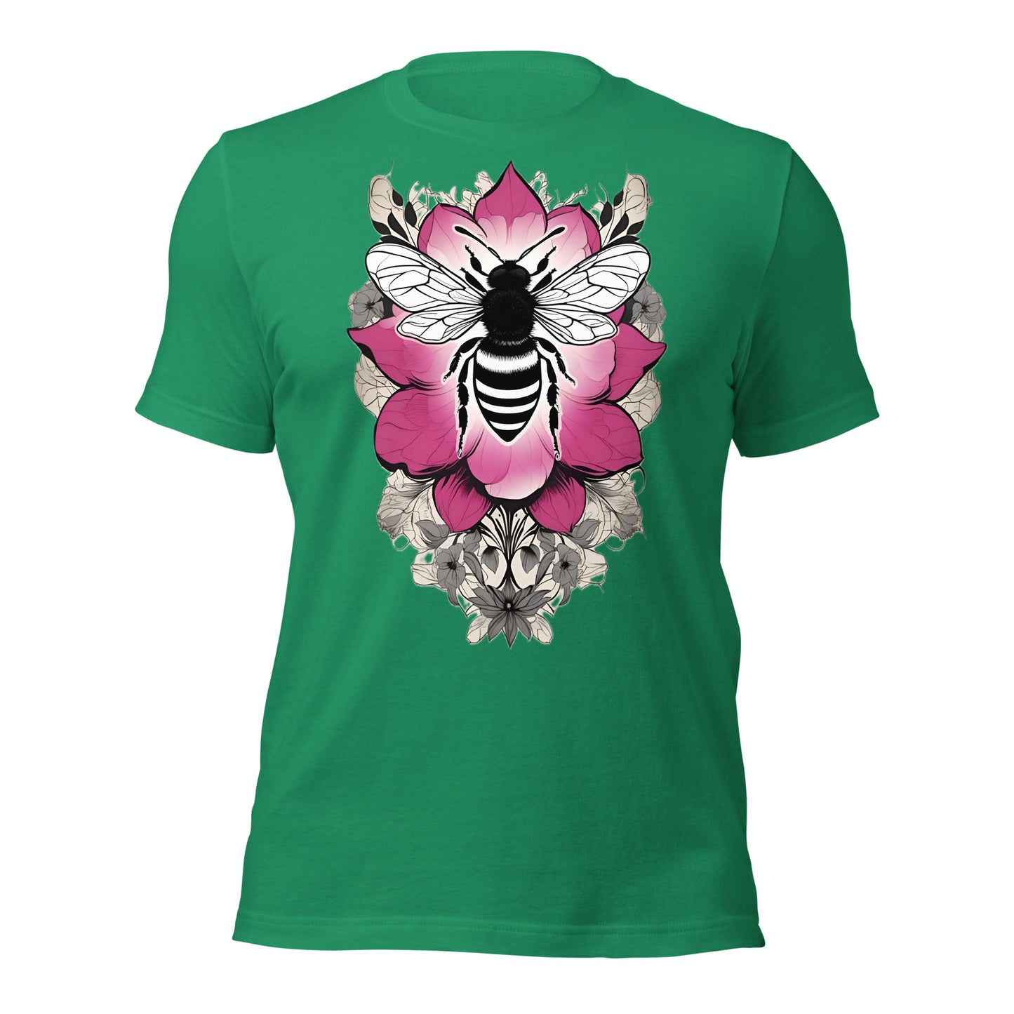 Bee & Pink Flower design by Mimetic Clothing. Premium Unisex t-shirt