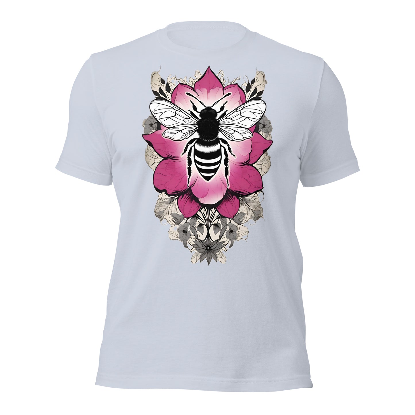 Bee & Pink Flower design by Mimetic Clothing. Premium Unisex t-shirt