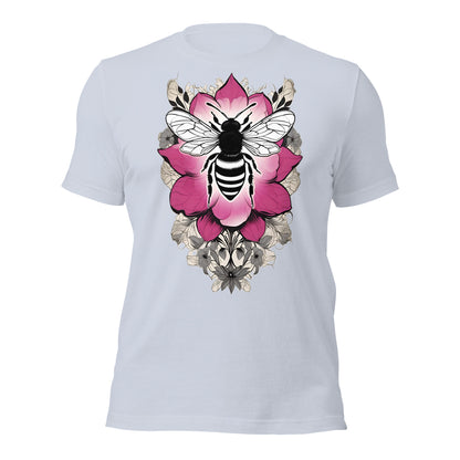 Bee & Pink Flower design by Mimetic Clothing. Premium Unisex t-shirt