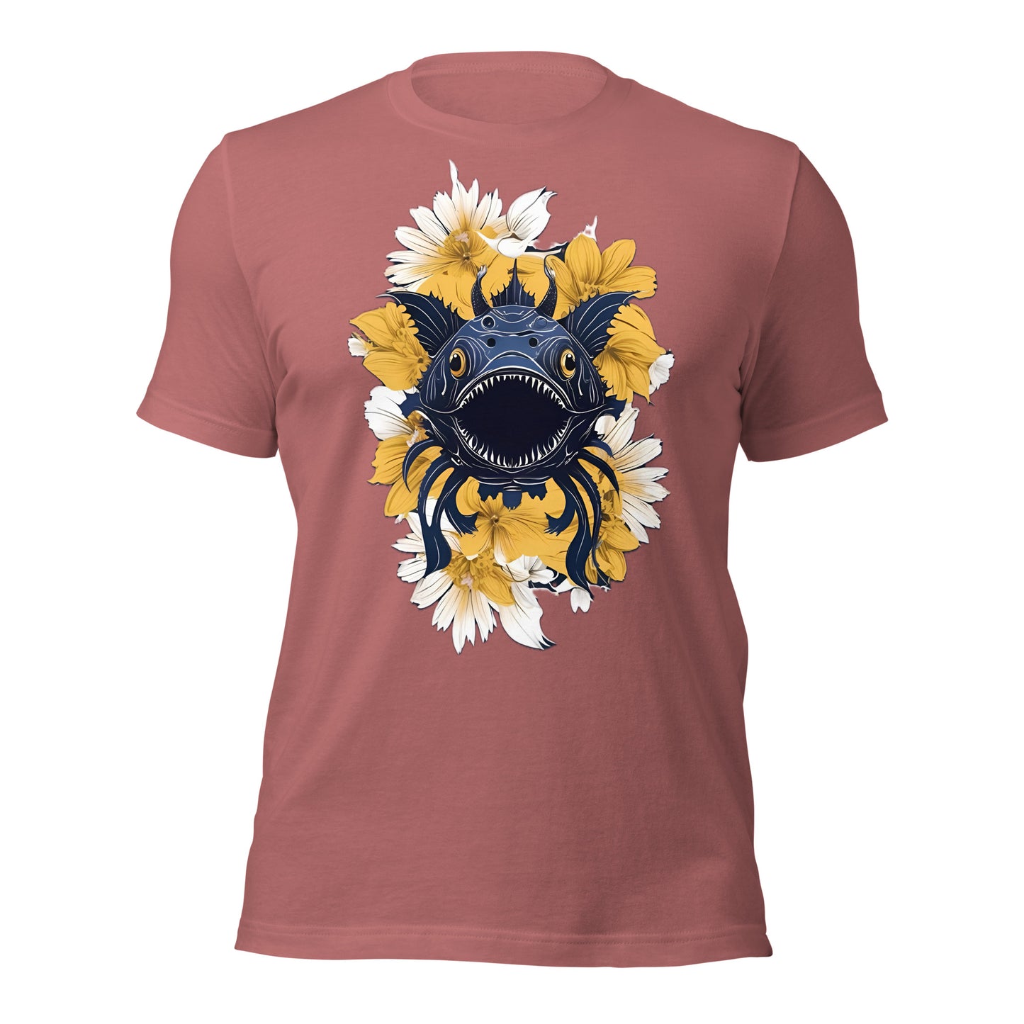 Deep Sea Creature with Yellow Flowers by Mimetic Unisex t-shirt