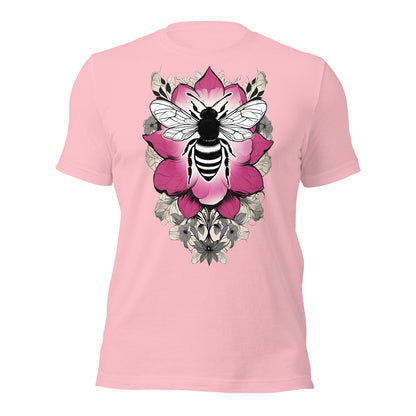 Bee & Pink Flower design by Mimetic Clothing. Premium Unisex t-shirt