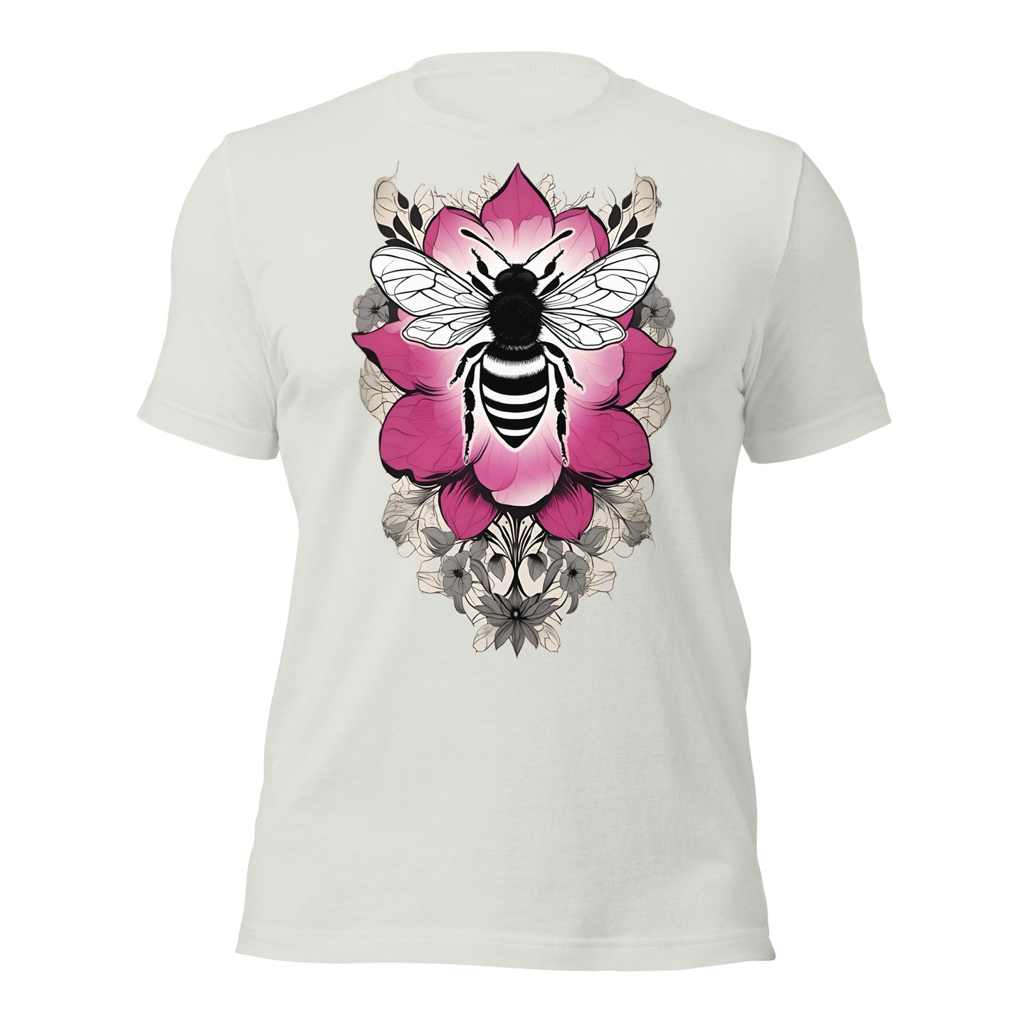 Bee & Pink Flower design by Mimetic Clothing. Premium Unisex t-shirt