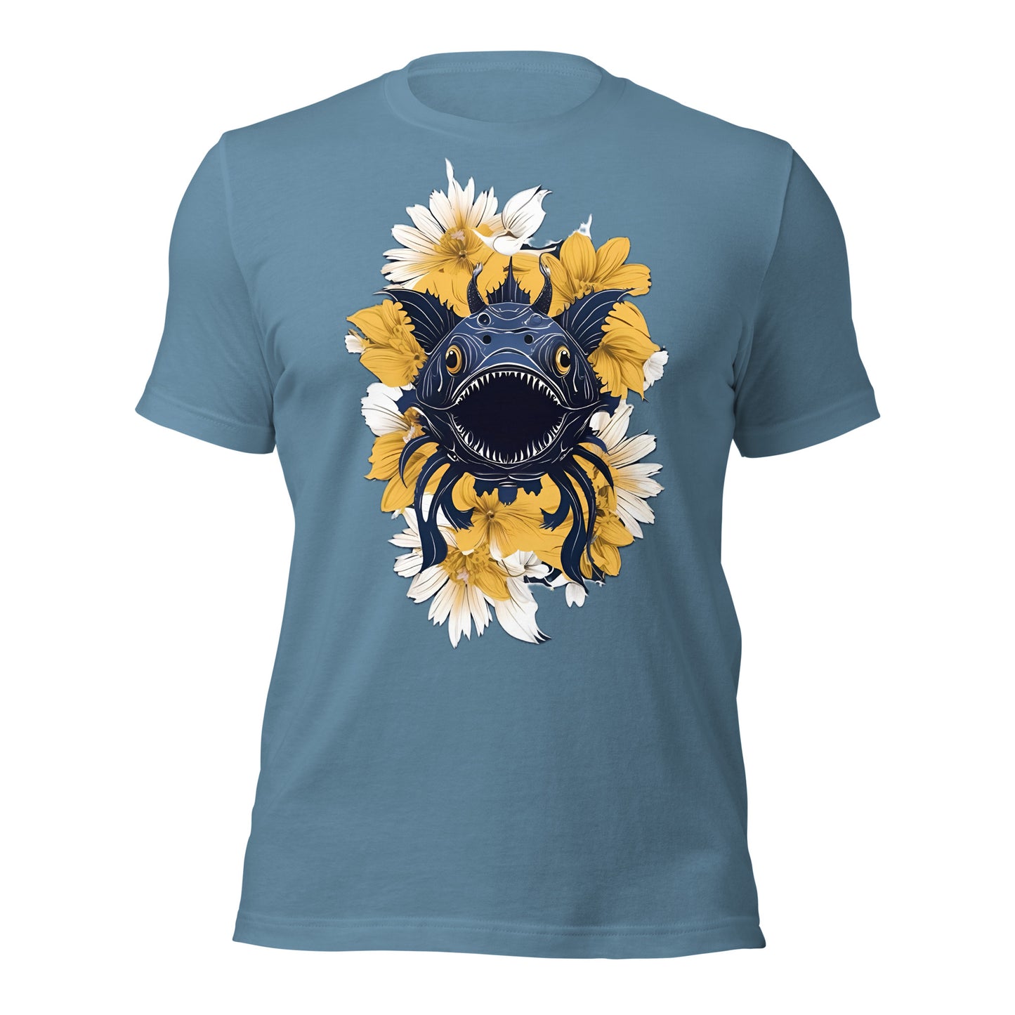 Deep Sea Creature with Yellow Flowers by Mimetic Unisex t-shirt